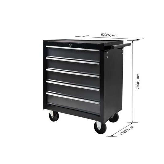 Heavy Duty 5 Drawer Tool Box Trolley Cabinet with Lockable Wheels