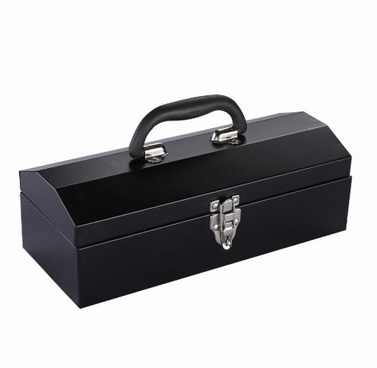 Portable Steel Tool Box with Metal Latch Closure, Anti-Slip Base & Ergonomic Handle - Heavy Duty Multi-Purpose Storage