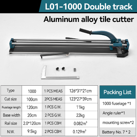 Tile Cutter, 1000mm, Porcelain Ceramic Tile Cutter with Tungsten Carbide Cutting Wheel, Infrared Positioning, Anti-Skid Feet,