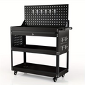 1-Drawer 3-Tier Tool Trolley with Pegboard Back | 200kg Steel Cart – BuddyTools