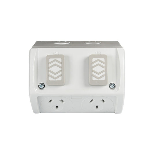 Weatherproof Double GPO 10 Amp IP53 250V – Outdoor Power Point-Grey
