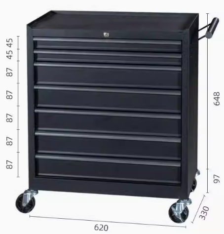 7 Drawer Tool Box Trolley Cabinet with Lockable Wheels-Heavy Duty