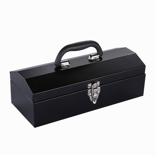 Portable Steel Tool Box with Metal Latch Closure, Anti-Slip Base & Ergonomic Handle - Heavy Duty Multi-Purpose Storage