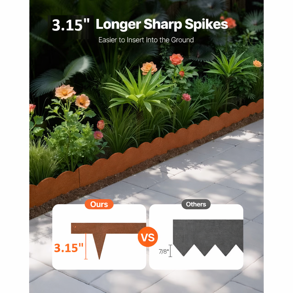 Wave Pattern Garden Edging – Rust Steel Landscape Border