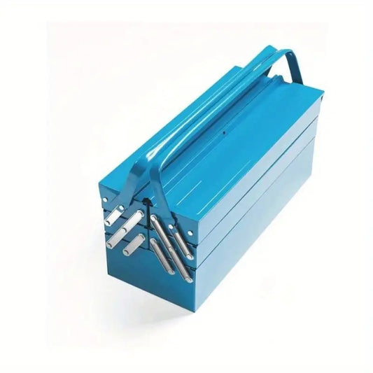 Heavy-Duty Blue Cantilever Tool Box – 5-Compartment Steel Portable Tool Organizer for Garage, Workshop & DIY